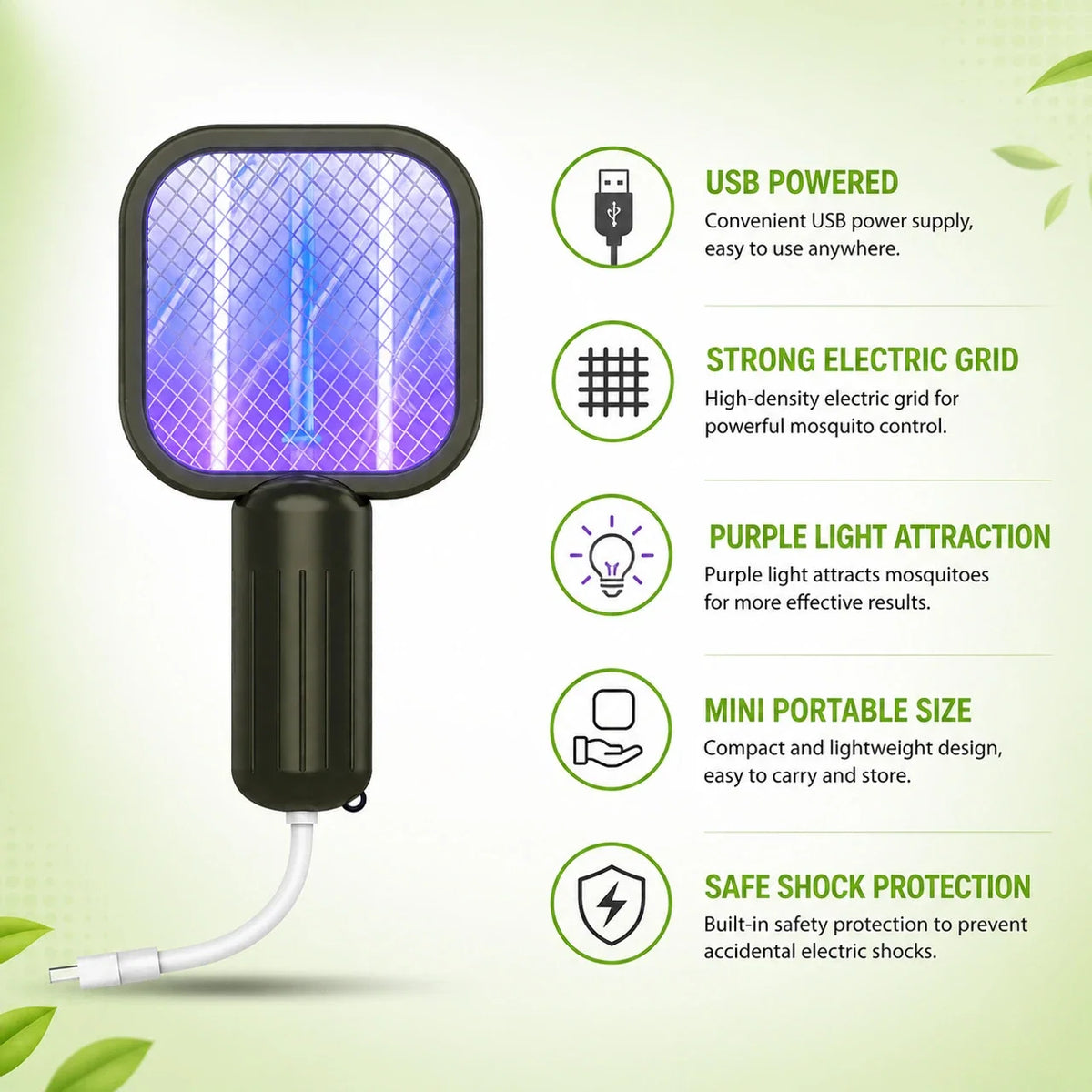 USB Rechargeable Electric Mosquito Swatter Racket