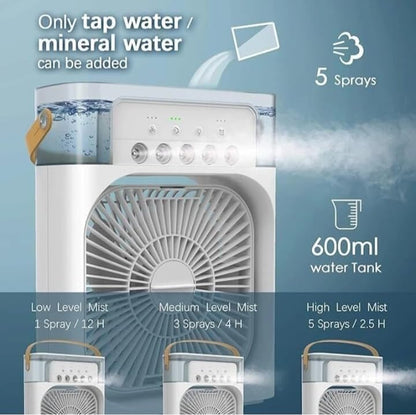Portable Rechargeable Air Cooler Fan LED Night Light