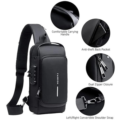 Anti-Theft USB Charging Crossbody Sling Bag