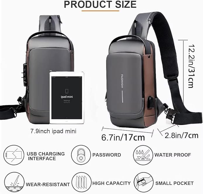 Anti-Theft USB Charging Crossbody Sling Bag