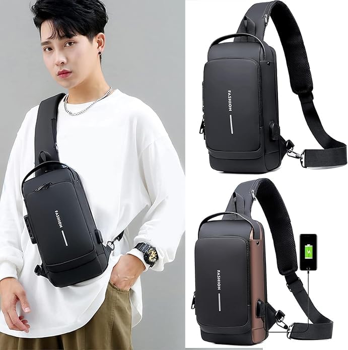 Anti-Theft USB Charging Crossbody Sling Bag