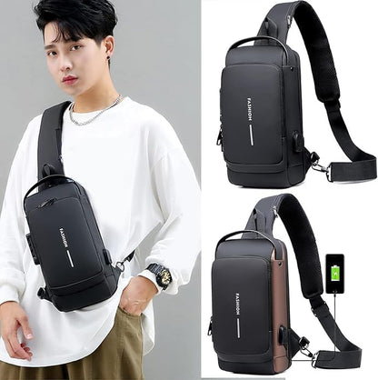 Anti-Theft USB Charging Crossbody Sling Bag