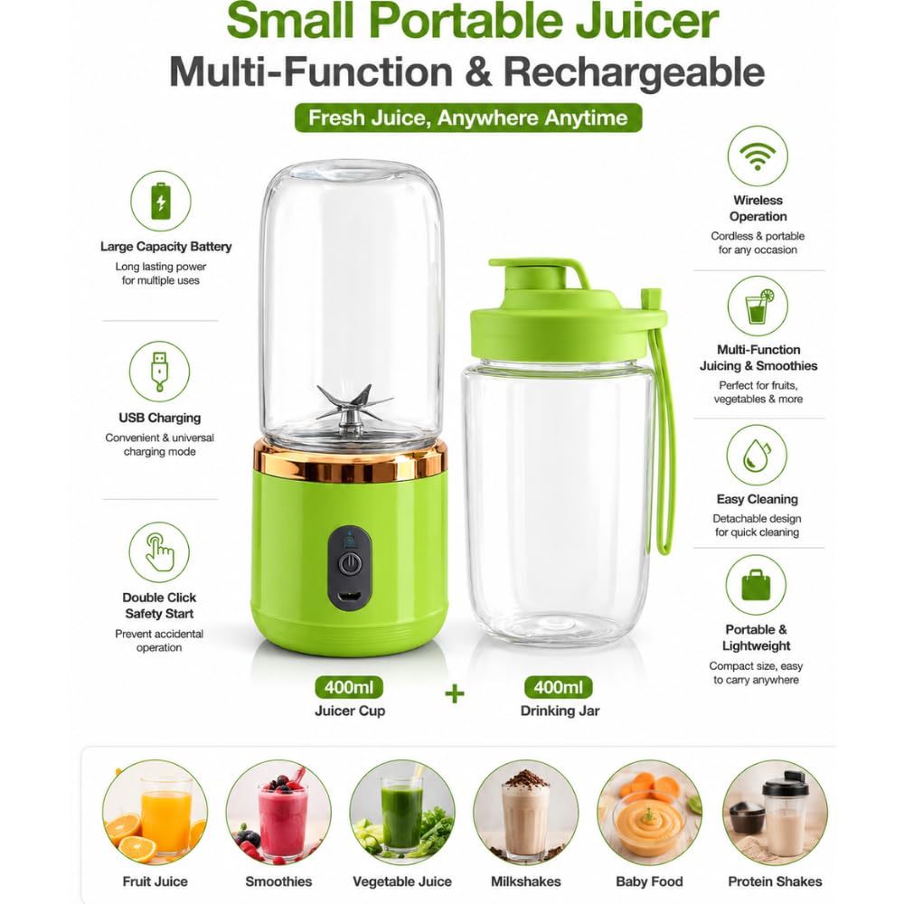 Portable USB Rechargeable Blender Bottle