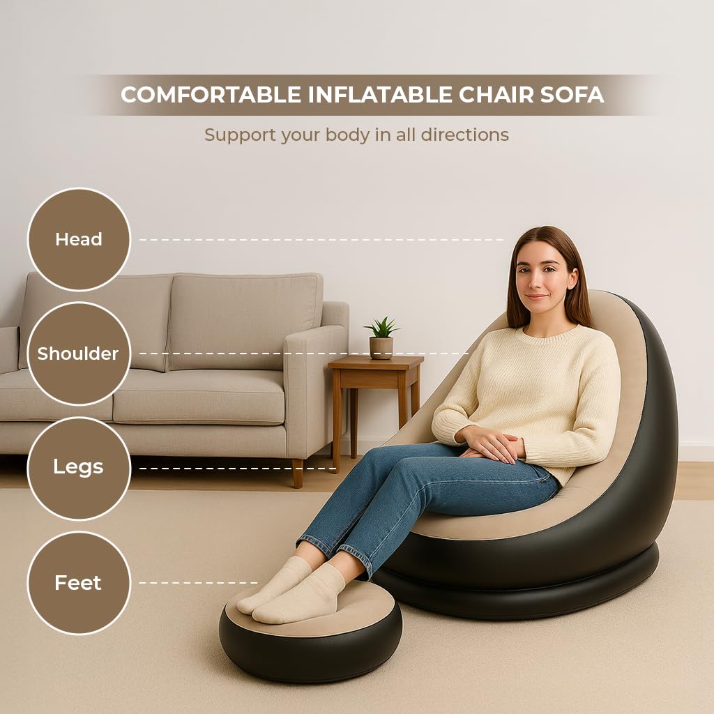 Inflatable Air Sofa Chair with Footstool