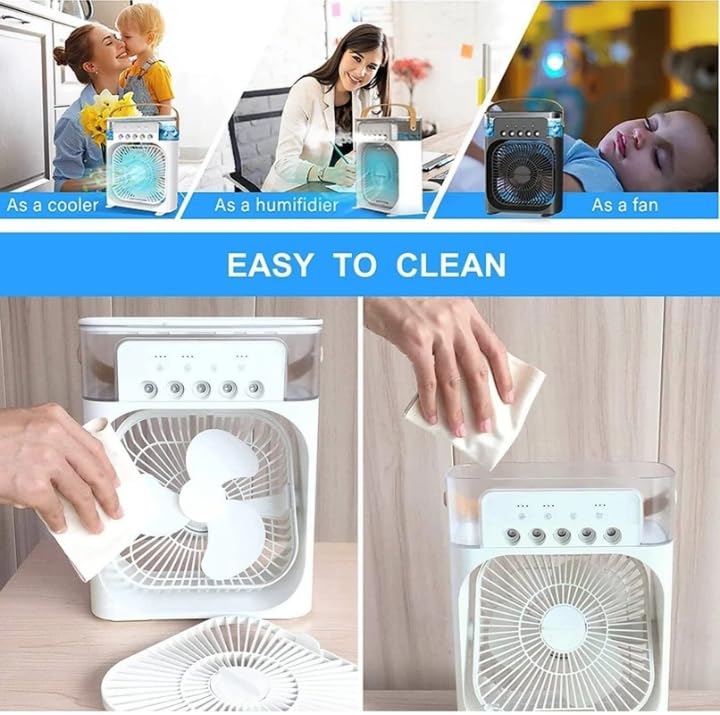 Portable Rechargeable Air Cooler Fan LED Night Light