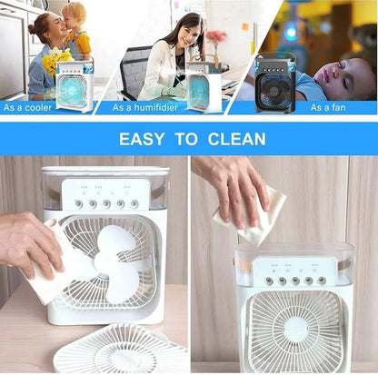 Portable Rechargeable Air Cooler Fan LED Night Light