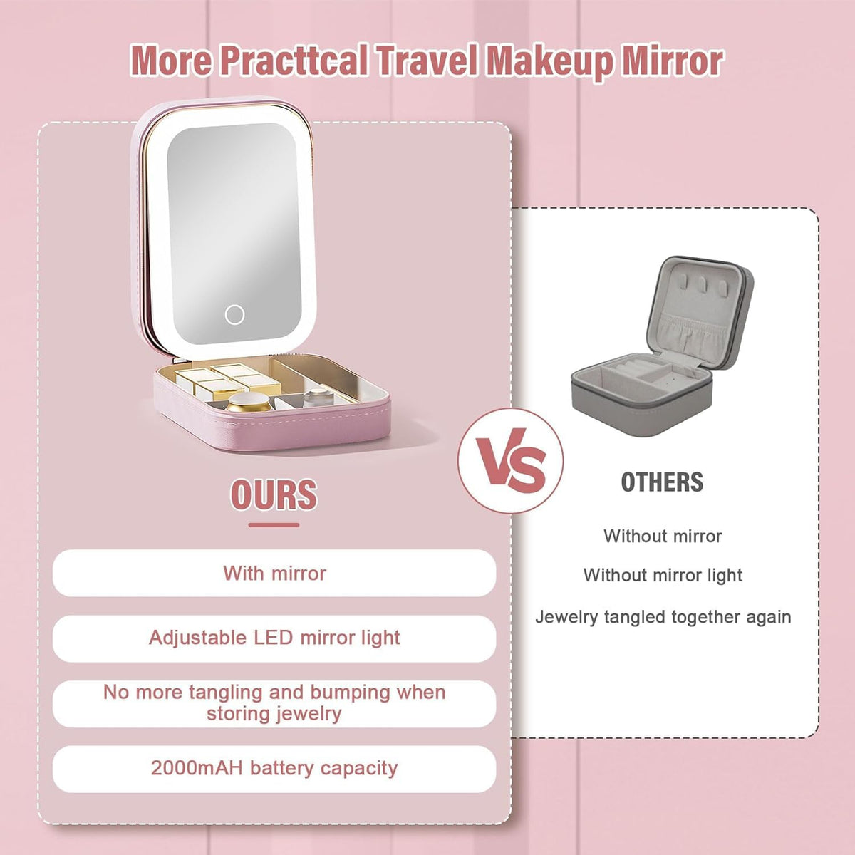 LED Makeup Mirror with Storage Box