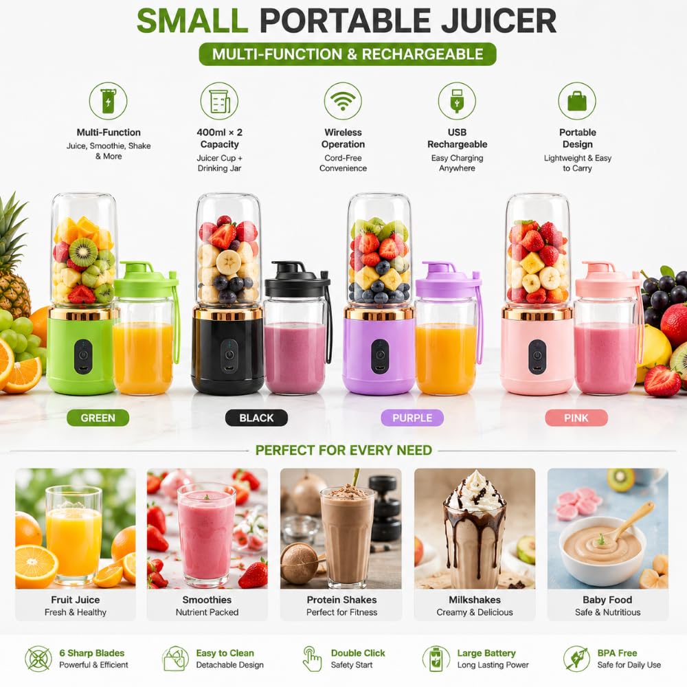 Portable USB Rechargeable Blender Bottle