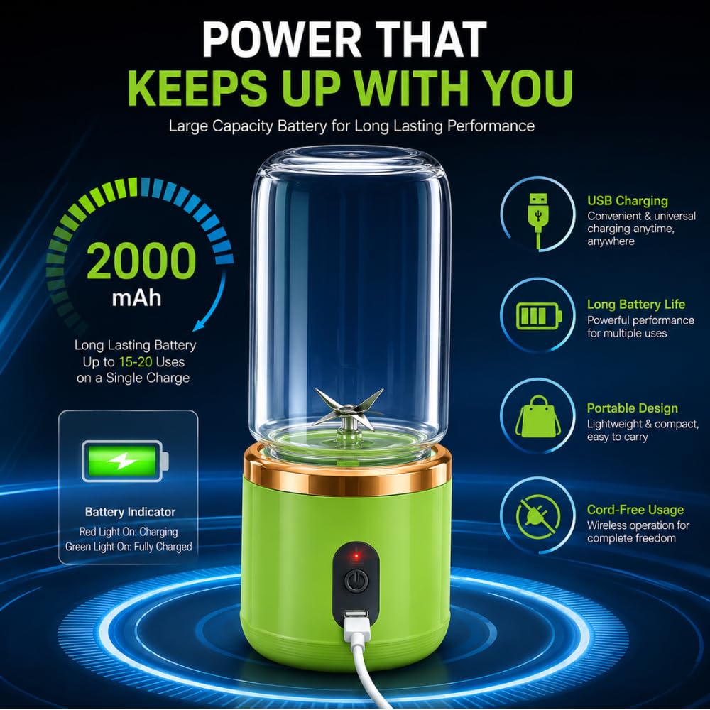 Portable USB Rechargeable Blender Bottle