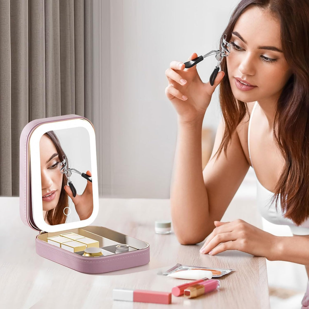 LED Makeup Mirror with Storage Box