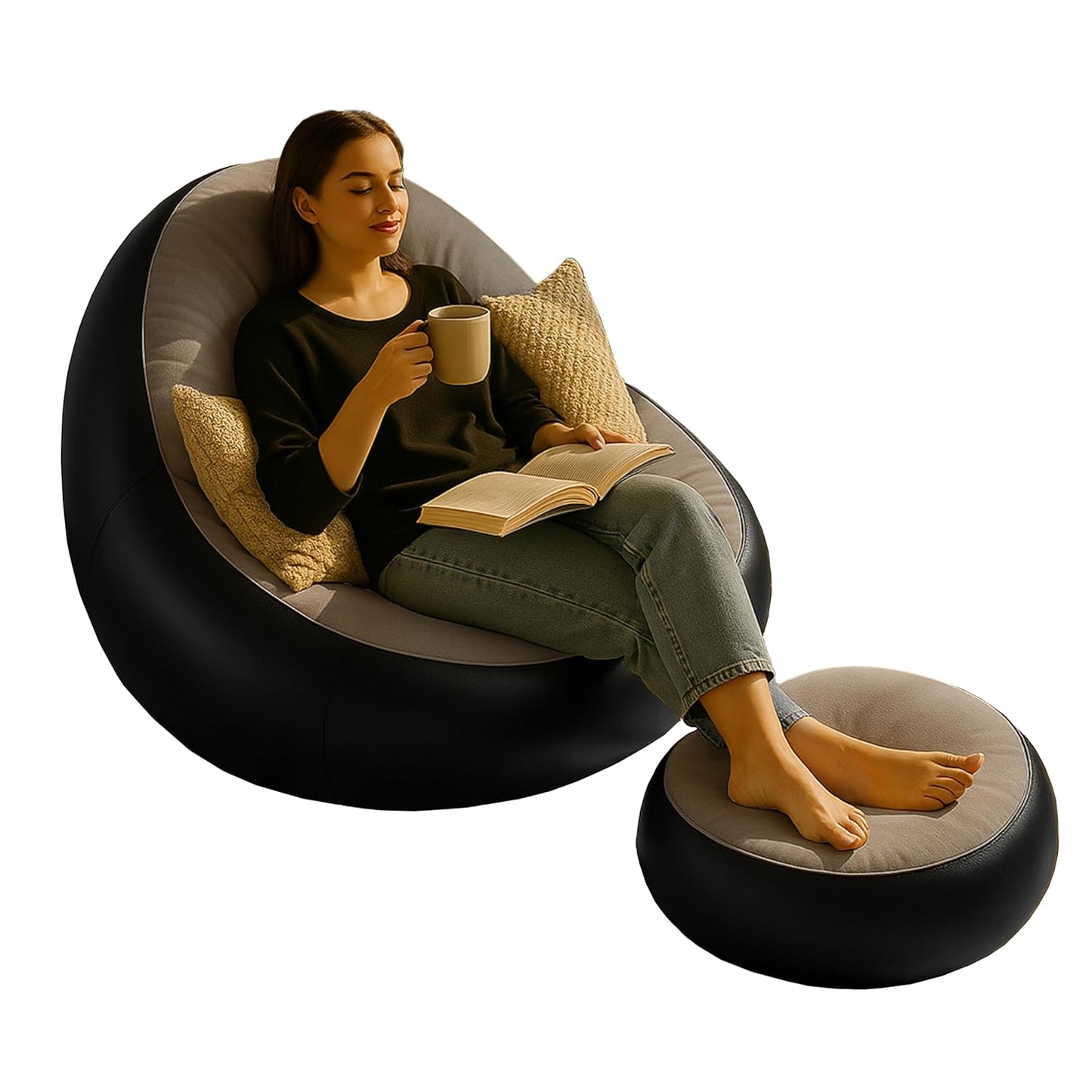 Inflatable Air Sofa Chair with Footstool