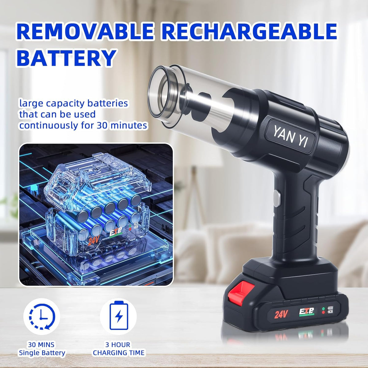YAN YI Cordless Handheld Vacuum Cleaner 21V