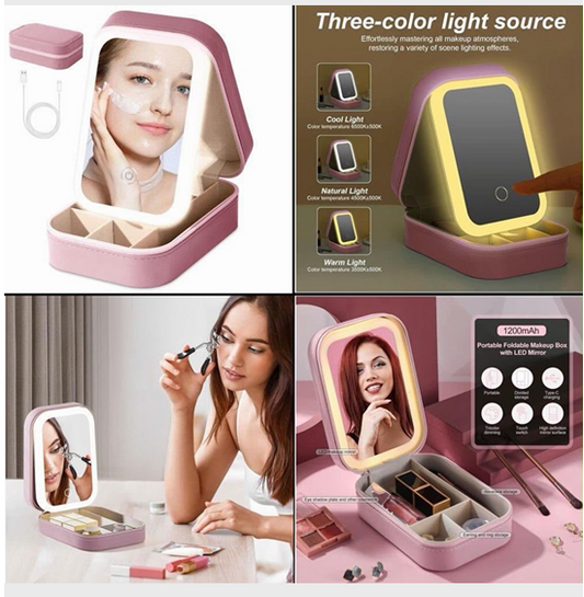 LED Makeup Mirror with Storage Box