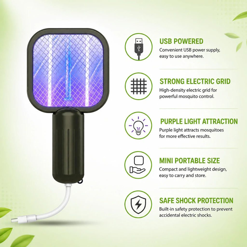 USB Rechargeable Electric Mosquito Swatter Racket